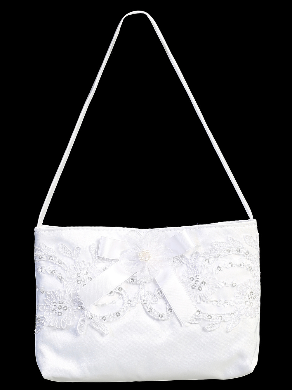 Satin Communion Purse with Corded Lace and Bow - Style CP23