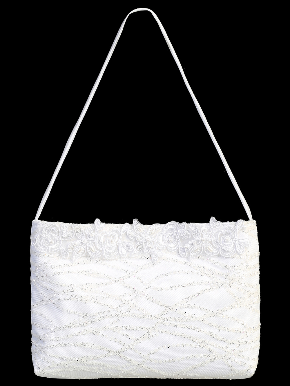 Glitter Tulle Purse with Lace Trim - Style CP26