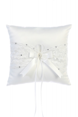 Ring Bearer Pillow- Satin with Lace Band- Style 215