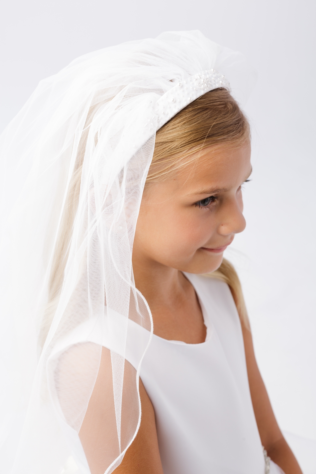 Communion Veil with Floral Motif Headband