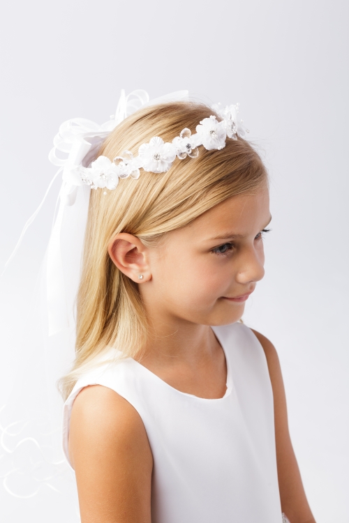 Tt 730 First Holy Communion Flower Girl Head Wreath And Veil