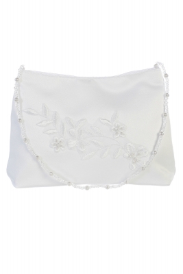 Flower Girl and Communion Purse Style B20- Embroidered Satin with Bead Handle