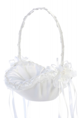 Flower Girl Basket Style BK4- Satin Basket with Wrapped Handle