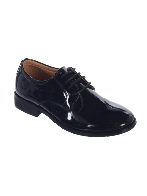 Boys Shoe Style S107-108- Little Boys and Big Boys Shiny Shoes In Black
