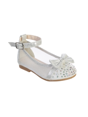 Girls Shoe Style S137 - Infant and Toddler Shoe with Rhinestone Accents and Bow in Choice of Color