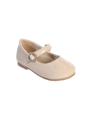 Girls Shoe Style S141 - Infant Patent Shoe with Rhinestone Buckle in Nude