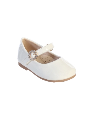 Girls Shoe Style S141 - Infant Patent Shoe with Rhinestone Buckle in Ivory