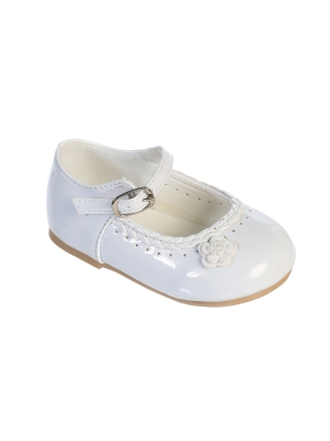 Flower Girl Shoe Style S47- Soft Patent Mary Jane Shoe with Cute Flower- Infant and Toddler