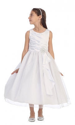 girls white flower girl dress