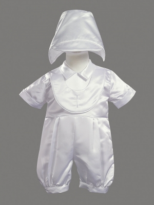 Boys Baptism-Christening Romper Style 8610- Romper with Embroidered Cross