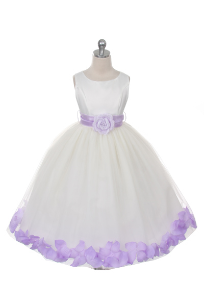 Ivory and lilac flower cheap girl dresses